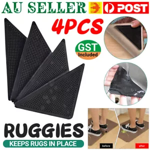 4PCS Rug Grippers Non-Slip Reusable Carpet Mat Gripper Anti Skid Washable Mat AU - Picture 1 of 12