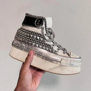 Nan Ku Chunky Platform Tennis Shoes Sneakers Studded Punk Distressed Grunge - Picture 1 of 8