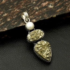 Apache Pirita Druzy Perla Piedras Preciosas Étnico Hecho a Mano Colgante Joyería 2.72"DP-2879 - Imagen 1 de 1