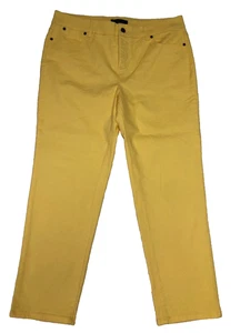 Talbots Simply Flattering 5 Pocket Denim Jeans Yellow 14P Stretch Straight Leg - Picture 1 of 9