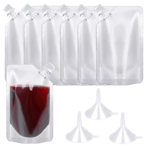 24 Pcs Plastic Flasks, 8 Oz Concealable and Reusable Drink Pouches, Leak-Proof - Picture 1 of 5