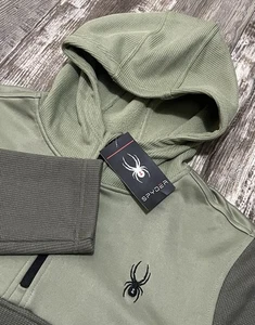 Spyder Ghost Men's Medium Racer 1/4 Zip Pullover Hoodie Tea Leaf Green NEW $129 - Picture 1 of 11