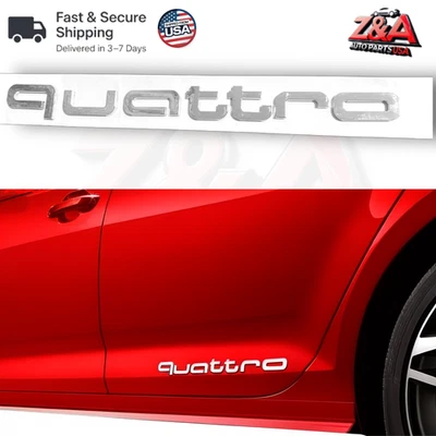 REPUESTO QUATTRO CROMO PARA PUERTAS AUDI GUARDABARROS EMBLEMA PLACA PLACA CALCOMANÍA Foto 1 de 3