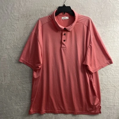Grand Slam Mens Polo Shirt Coral Pink Stripe 2XB Big Polyester Blend Collar - Image 1 of 4
