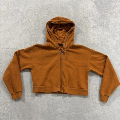 Under Armour Jacket Women's Small Loose Fit Crop Hooded Orange Fleece Athleisure - Image 1 of 4