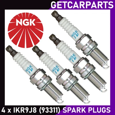 Replacement Spark Plugs x4 NGK IKR9J8 93311 YR5DII33S IXU27 OOE208 - Image 1 of 4