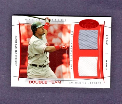 2004 FLEER MLB HOT PROSPECTS RUBY RED DOUBLE TEAM MANNY RAMIREZ DUA JERSEY#25/25 - Image 1 of 2