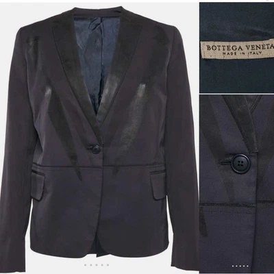 Chaqueta BOTTEGA VENETA Italia Azul Marino+Negro Estampado Flash Satén SB 42IT/10AUST+UK/6US Foto 1 de 4