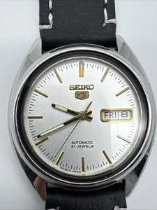 Seiko 5 7S26-3160 Men's Automatic Watch 1997 Vintage Day/Date Rare Leather Strap - Picture 1 of 7