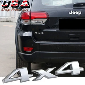 Chrome 4x4 Letter Off-Road Emblem Badge For Jeep Grand Cherokee Compass Wrangler - Bild 1 von 9