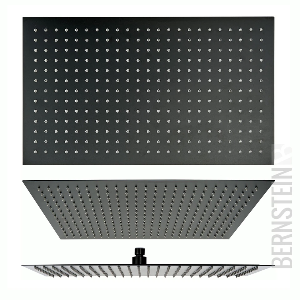 Bernstein XXL Regendusche Edelstahl Duschkopf superflach in Schwarz Kugelgelenk