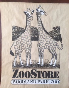 Vintage Woodland Park Zoo Sign Poster Giraffes Zoo Store - Picture 1 of 1