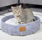 Cat Bed 17" Round Woven Felt Small Animal Cat Basket Removable Washable Cushion