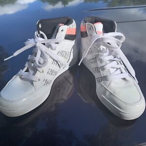 Adidas Mens Hardcourt FV6983 White Black Running Shoes Lace Up Mid Top Size 4.5