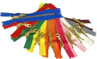 Crafter's Special YKK Golden Brass Donut Pull Metal Teeth Zippers  4.5s- 3" -11" - Image 1 of 4