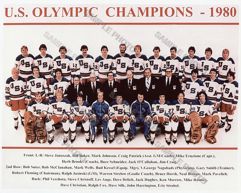 1980 USA OLYMPIC GOLD MEDAL HOCKEY TEAM MIRACLE ON ICE 8X10 PHOTO  - Image 1 of 1
