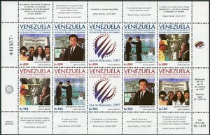 Venezuela 1582 aj sheet,MNH.Mi 3157-3166. Summit of Latin American Chiefs,1997. - Picture 1 of 1