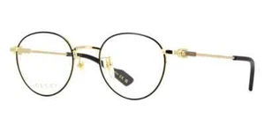 GUCCI GG1613OJ 001 Schwarz/Gold Rund Metall BRILLE BRILLENGESTELL 49-21-140 - Bild 1 von 4