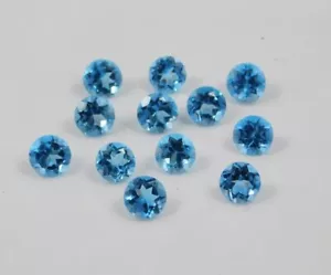 Topazio blu svizzero qualità AAA sfaccettato tondo 6x6 mm pietra preziosa sfusa per gioielli - Foto 1 di 2
