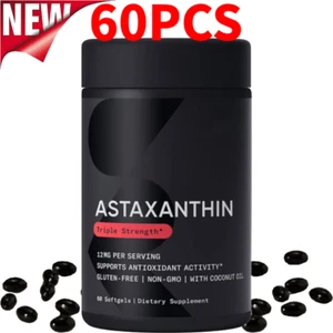Astaxanthin Triple Strength 12mg Per Serving Supports Antioxidant Activity-60PCS - Picture 1 of 13