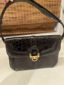 Vintage 1960’s Small Designer Biller Crocodile Snap Flap Front Purse Adjustable - Picture 1 of 10