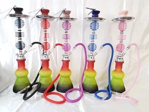 2 Pipe Shisha Hookah 18" Full Set & Free Coil Foil Tips Tong Clipper Gift Box - Picture 1 of 14