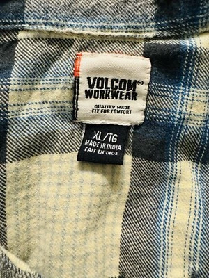 Volcom Work Wear Button Down Plaid Shirt Mens Sz XL Blue/Grey/White Striped - Image 1 of 4