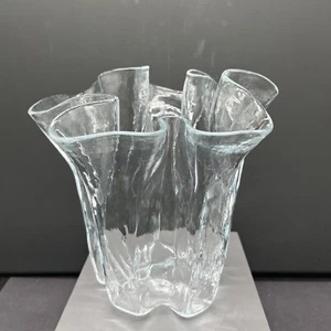 Muurla EVA Handkerchief Vase Scalloped Edges FINLAND Kallioninen Art Glass Ice - Picture 1 of 11