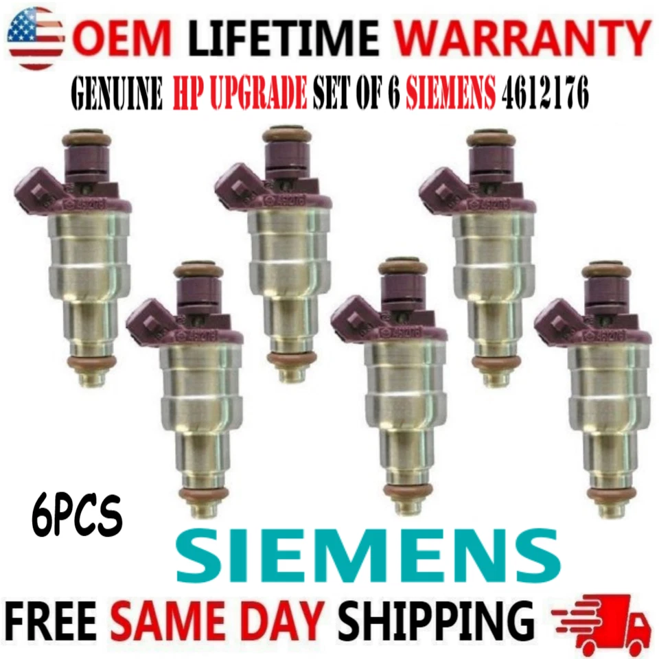 OEM Siemens Set of 6 Fuel Injectors for 1992-1993 Dodge Caravan 3.3L V6 #4612176 - Image 1 of 1