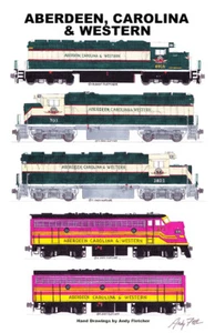 Poster Aberdeen, Carolina & Western Locomotives 11"x17" firmato da Andy Fletcher - Foto 1 di 1