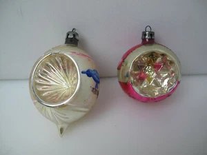Lot of 2 Vintage Mercury Glass Indent Ornaments ~ Poland ~ Pink! ~ 2"-3"H  - Picture 1 of 9
