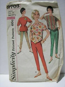 De colección Años 50 ~ Patrón Simplicidad #3703 ~ Tops y Pantalones ~ Busto Junior Talla 11 31.5 - Imagen 1 de 2