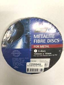 METALITE FIBRE DISCS FOR METAL P24  (PACKS OF 5) 100 mm x 16 mm