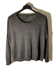 Rag & Bone Womens Oversize L 100% Linen Sweater Top in Charcoal Gray - Picture 1 of 6