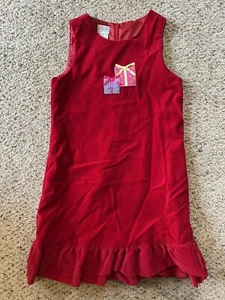 Talbots Kids Red Velvet Dress W/ Presents Girls Size 7 Holiday Xmas Sleeveless - Picture 1 of 5