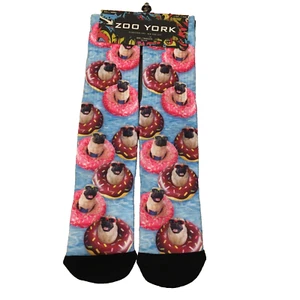 Zoo York Mops mit Donuts Neuheit Crew-Socken 2 Paar Herrenschuhgröße 6-12 neu mit Etikett - Bild 1 von 4