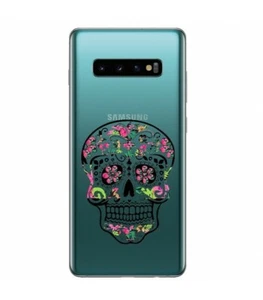 Coque Galaxy S10 mort mexicaine fleur aztec rose calavera - Photo 1 sur 1