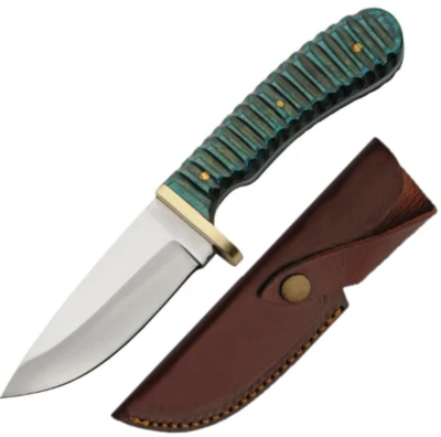 Cuchillo fijo Rite Edge Hunter hoja de acero inoxidable de 3,75" mango de madera de pakka verde Foto 1 de 4