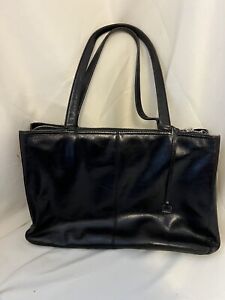 HOBO INTERNATIONAL Black Leather Brief Case Business Bag *RARE
