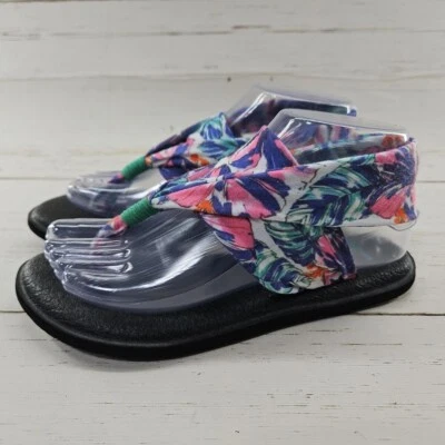 Sandalias cómodas Sanuk para mujer talla 6 esterilla de yoga con cordones blancas florales Foto 1 de 4