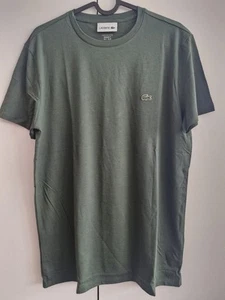Men's T-Shirt Lacoste Crew Neck Pima Cotton Jersey Short Sleeve in Green Size M - Picture 1 of 5