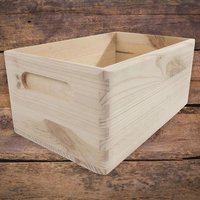 Wooden Open Storage Box 25x16x11cm / Small Crate to Decorate Craft Decoupage DIY - Image 1 of 4