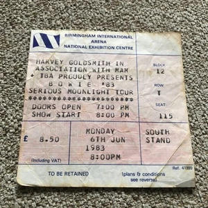 David Bowie ticket NEC Birmingham 06/06/83 #T115 Serious Moonlight tour - Picture 1 of 1
