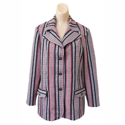 Jack Winter Stripe Blazer Americana Preppy Leisure Suit Vintage 70s Houndstooth  - Image 1 of 4