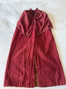 Antiker viktorianischer langer Kinder Cape Mantel, bestickt ROT - Bild 1 von 10