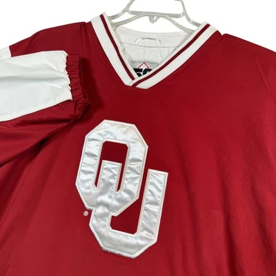 NUEVA Chaqueta Pullover Atlética Oklahoma Sooners Rompevientos Roja Blanca Para Hombres Grande Foto 1 de 4