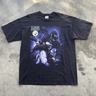Camisa gráfica XL negra/púrpura/amarilla de jugador de los Steelers de la NFL 1998 Foto 1 de 4