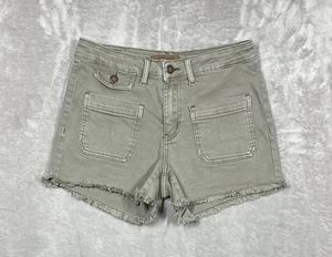 Judy Blue Raw Hem Mid Rise Denim Shorts Women’s 28 Green Stretch Front Pockets - Picture 1 of 9