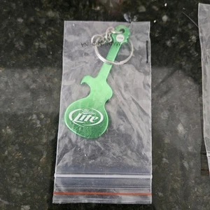 1 New Green Miller Lite Guitar Key Chain Bottle Opener NIP - Picture 1 of 2