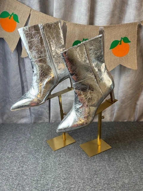 Dolce Vita Gradie Silver Boots Women’s Size 6.5 NEW Kitten Heel - Image 1 of 4